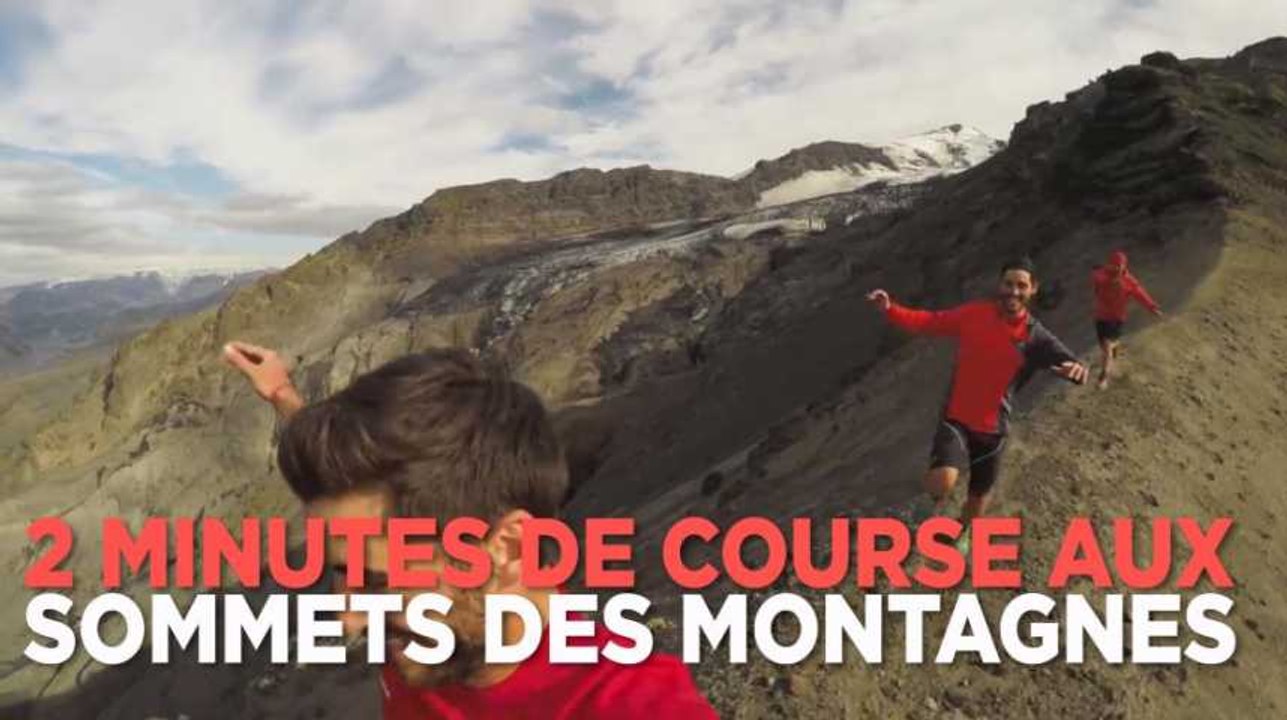 2 minutes de course aux sommets des montagnes islandaises