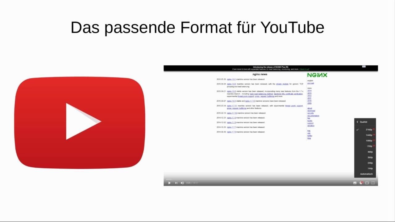 [TUT] Richtige Formate für YouTube (2.0) [4K | DE]