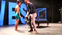 Magic show guests stripped naked on stage