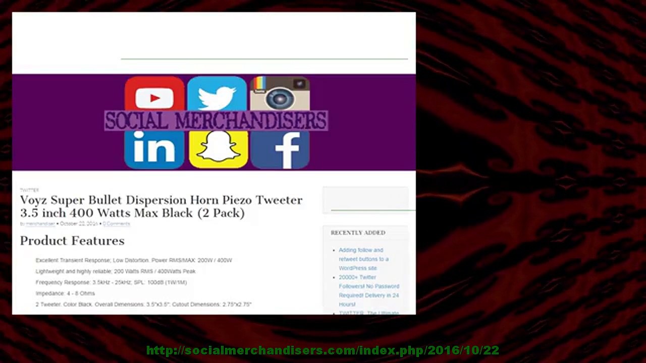 Voyz Super Bullet Dispersion Horn Piezo Tweeter 3.5 inch 400 Watts Max Black (2 Pack)