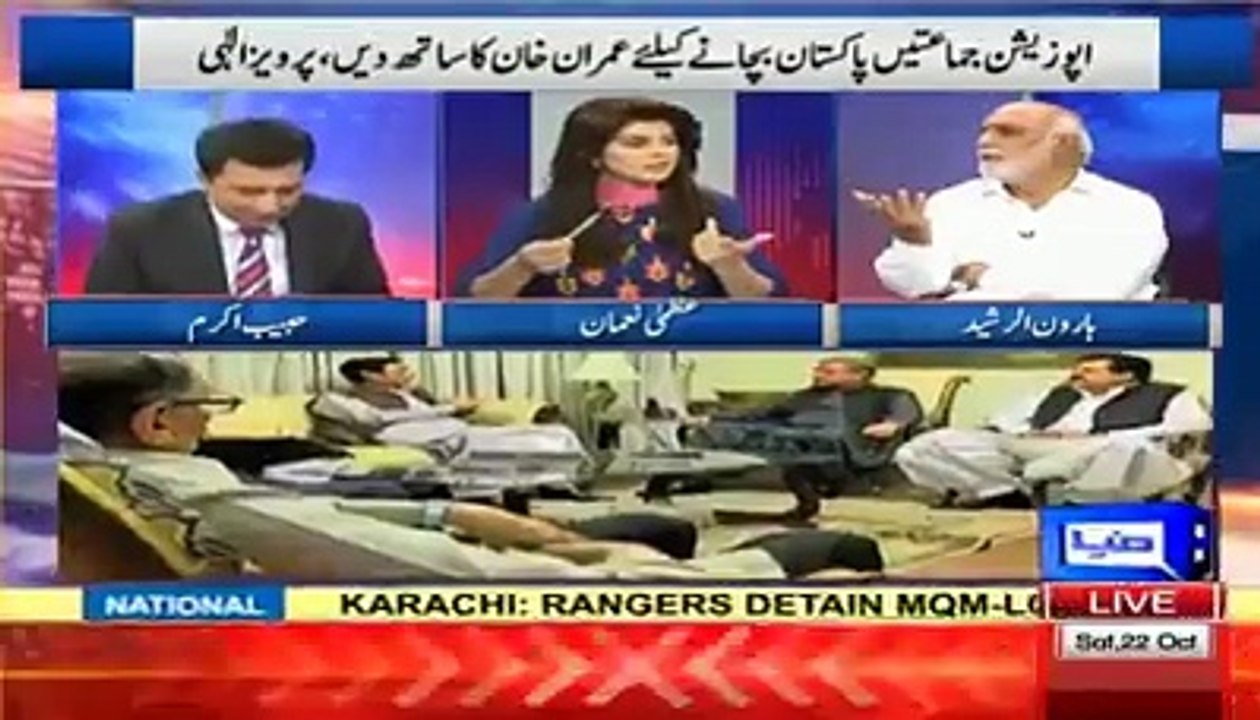 Duniya news had to mute sound of Haroon Rashid when he made some harsh comments on Nawaz Sharif