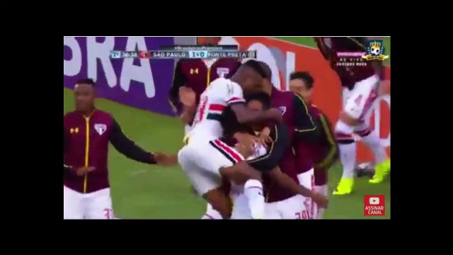 São Paulo vs Ponte Preta 2 - 0 DAVID NERES GOAL Campeonato Brasileiro 22-10-2016
