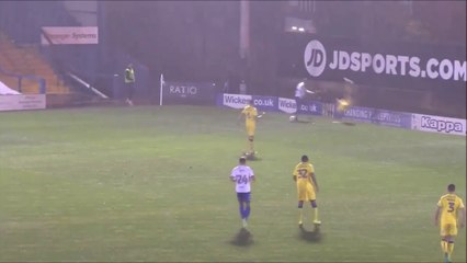 AFC Wimbledon's Barry Fuller Gets Harshly Pusshed Against The Boards!