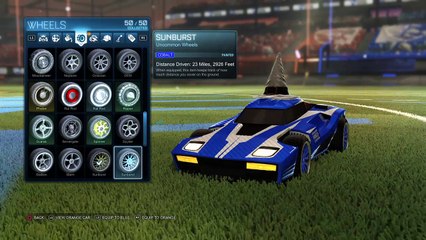 Rocket League painted wheels Cobalt Sunburst