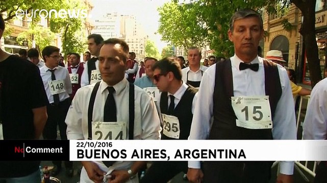 Argentinian waiters in a rush