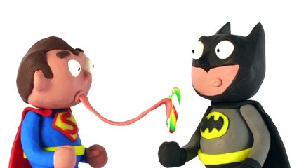 Emoji Poop Superman vs Batman superheroes real life stop motion play doh claymation animation video