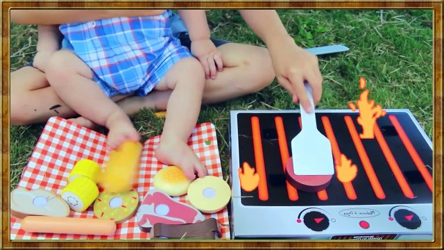 BABY Eli Cooking BBQ Grill Play Doh Chef Play Kitchen - Melissa and Doug Superhero FAMILY toy review