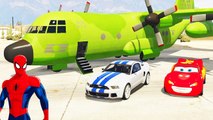 Spiderman Disney Cars Lightning McQueen and Cargo Plane New Car (Nursery Rhymes - Cartoon For Kids)