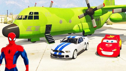 Spiderman Disney Cars Lightning McQueen and Cargo Plane New Car (Nursery Rhymes - Cartoon For Kids)