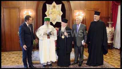 Ora News - Takimi historik, Baba Edmond Brahimaj pritet nga Bartolomeu i Parë