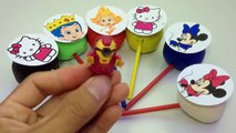 Glitter Lollipops Smiley Play Doh Surprise Toys Minnie Mouse, Mickey Mouse And Learn Colors For Kids