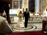 Damien and Maria exiting the church