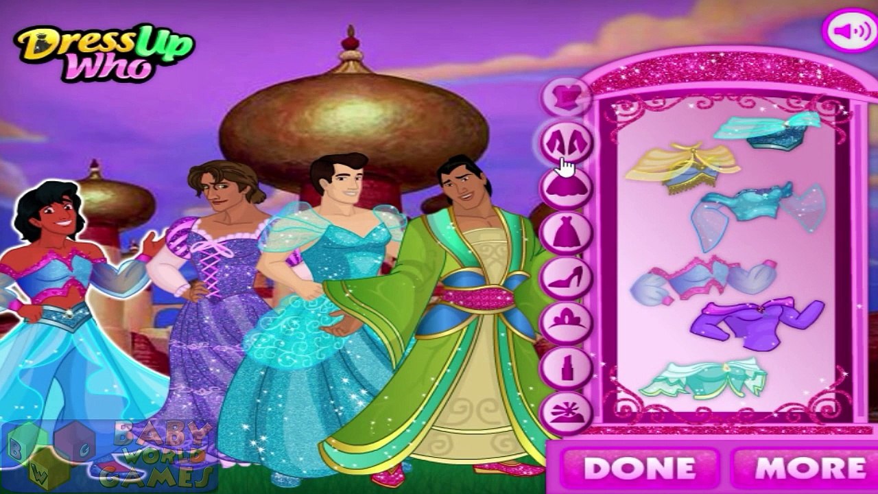 → Disney Princes Aladdin, Flynn, Henry and Li Shang - Crossdress (FUNNY PARODY Dress Up Game)