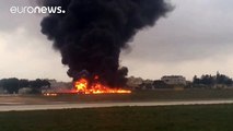 مقتل حوالي خمسة أشخاص على متن طائرة صغيرة، تحطمت بعيد إقلاعها في مالطا وهي متجهة إلى مدينة مصراته الليبية