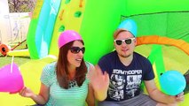 Giant Egg Hunt Little Tikes 2 in 1 Wet n Dry Bounce House Surprise Toys Challenge DisneyCarToys
