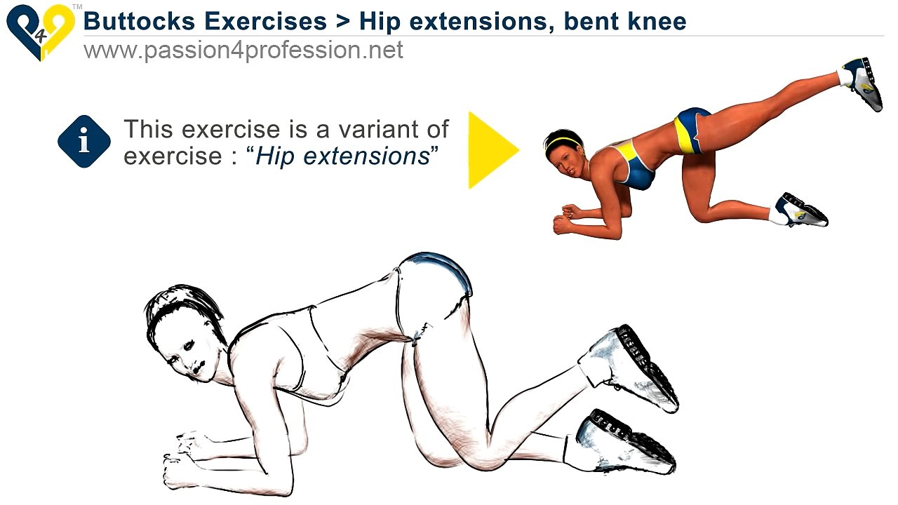 Hip & Buttocks exercise - HIP flexor - thigh exercise for woman  Hip extensions, bent knee