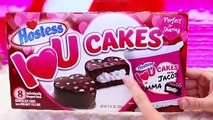 SURPRISE CUPCAKES! Valentines Day Surprise Toys Inside Hostess I Love You Cakes by DisneyCarToys