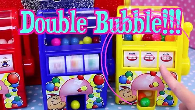 GUMBALL MACHINES Toys Dubble Bubble Red, Yellow & Blue Bubble Gum Toys + Surprise Coin Machine