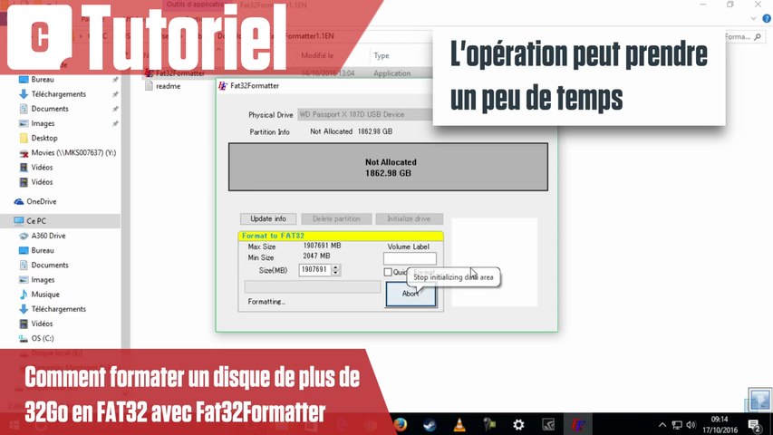 Comment formater un disque de plus de 32Go en FAT32 avec Fat32Formatter -  Vidéo Dailymotion