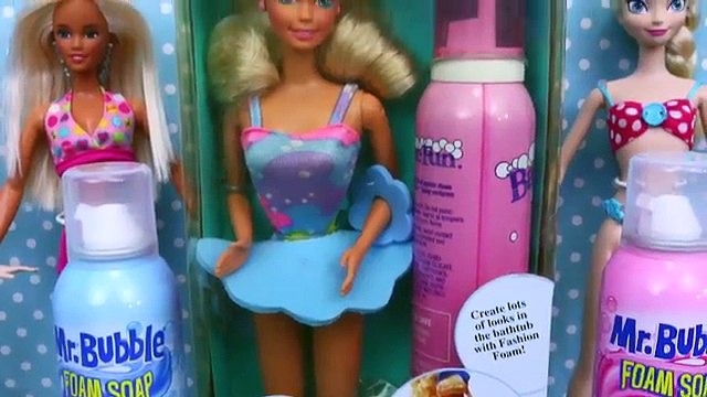 BARBIE Foam Bath Mr Bubble Bath Time Fun! Foam Soap Dress Up & Makeover + Disney Elsa DisneyCarToys