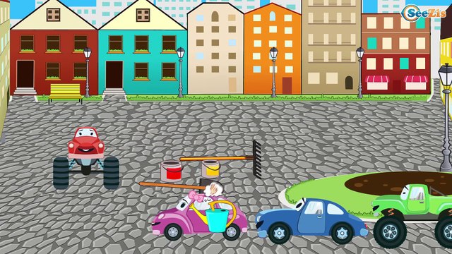 Большие строительные машины: Бетономешалка, Бульдозер, Экскаватор - Детские Мультики