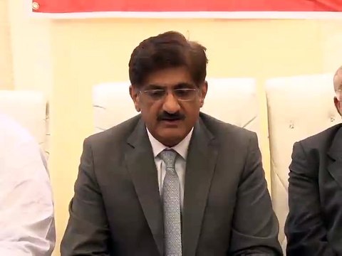 Sindh Chief Minister Syed Murad Ali Shah press conference at Ibrahim Hydri, Karachi, Sindh (SOT-2)