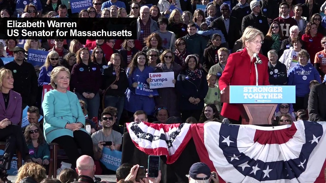 Warren campaigns with Clinton saying 'Nasty women vote'