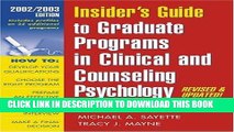 Read Now Insider s Guide to Graduate Programs in Clinical and Counseling Psychology: 2002/2003