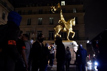 Manifestation des policiers place de l'Opéra à Paris