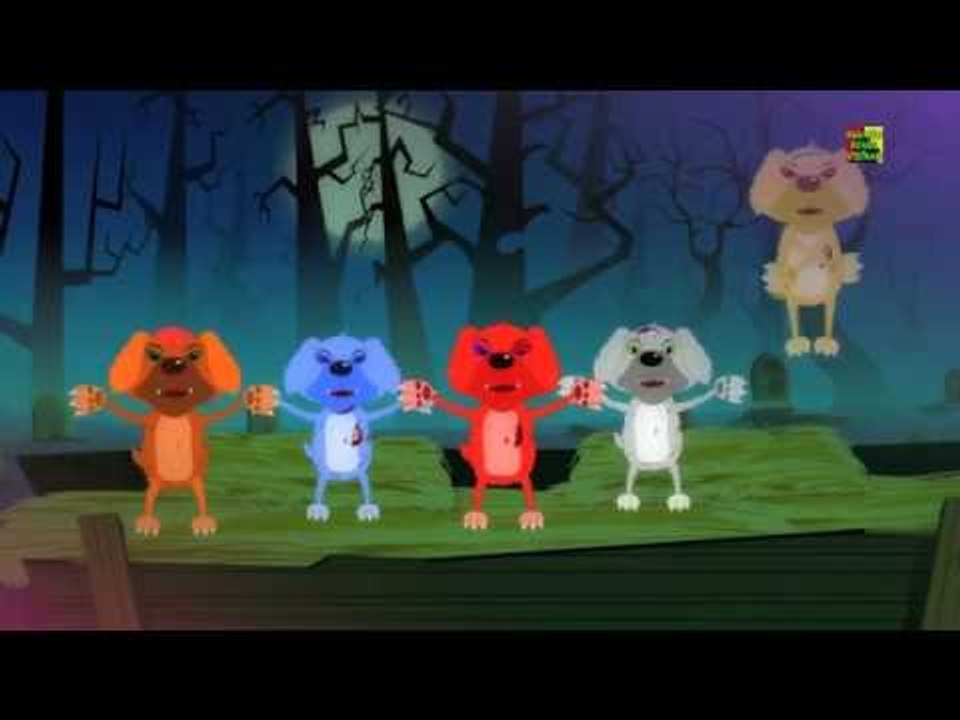 Năm con chó nhỏ | vần điệu đáng sợ | trẻ em đáng sợ phim | Five Little Puppies | Scary Kids Song
