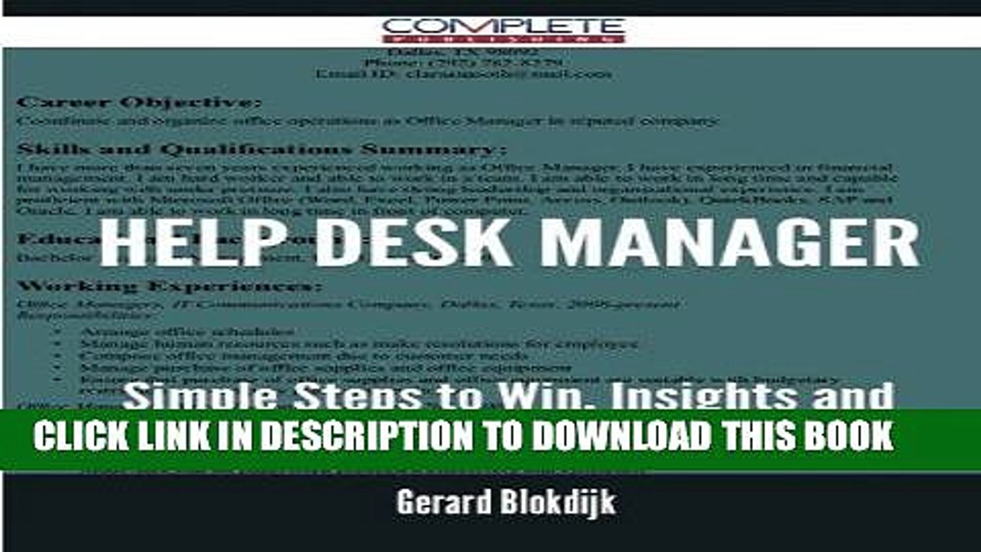 Read Now Help Desk Manager Simple Steps To Win Insights And