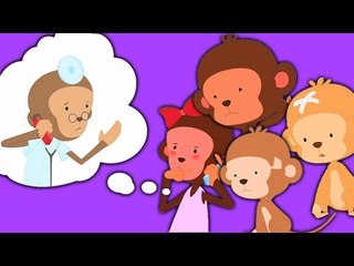 Five Little Monkeys Rhyme | Năm con khỉ nhỏ nhảy trên giường | vần điệu trẻ cho trẻ em