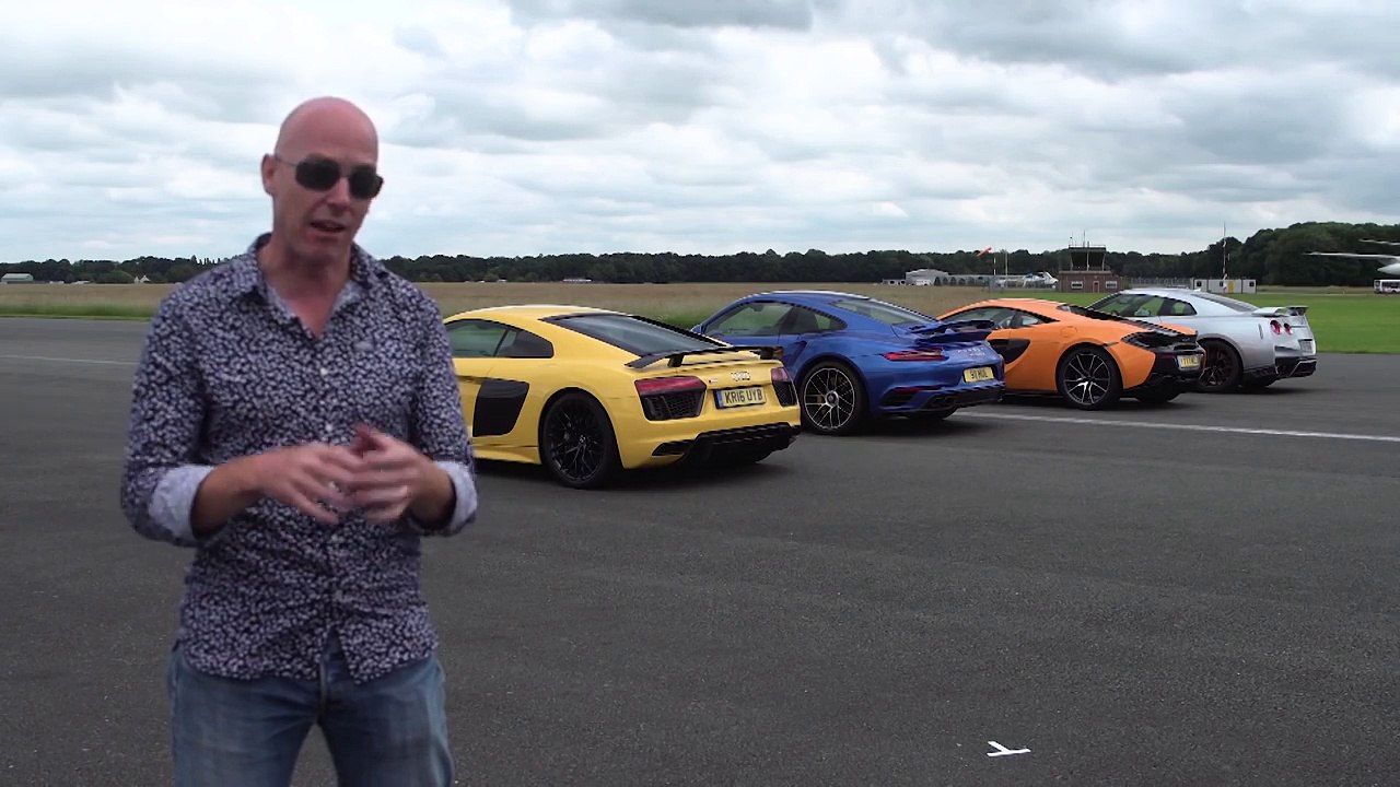 McLaren 570S vs Porsche 911 Turbo S vs Audi R8 vs Nissan GT-R