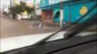 Ce motard est en train de se noyer en pleine inondation!