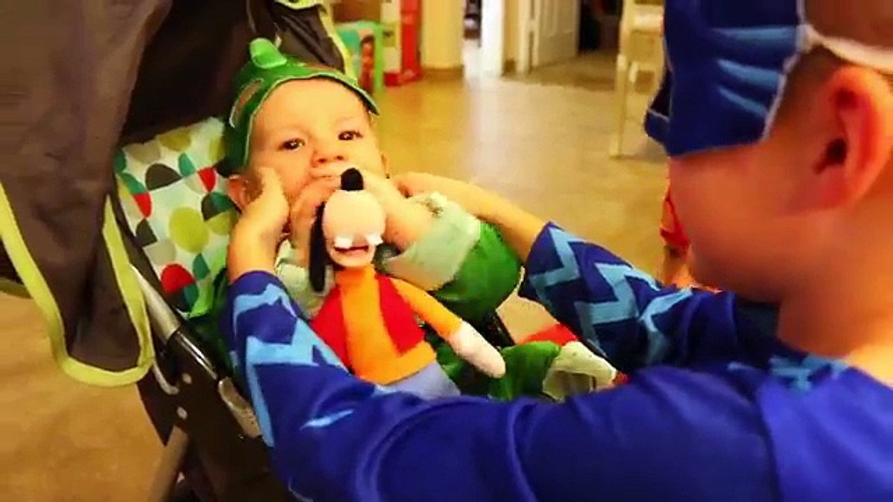 PJ Masks IRL Gekko, Owlette & Catboy Foam Prank on Romeo & Superhero Fight Kidnapping In Real Life