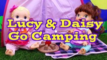BABY ALIVE ON FIRE! Lucy Doll Camping with Journey Girls Outdoor Adventure Tent & Smores