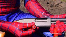 Spiderman Shooting with a shotgun! Super Hero Fights Vs In Real Life IRL