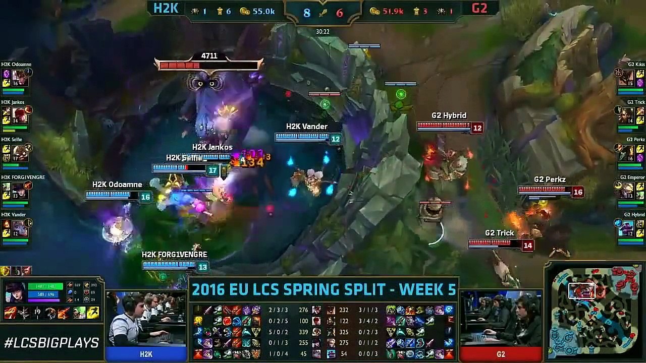 LOL H2K vs G2 Esports Highlights EU LCS 2016 Spring S6