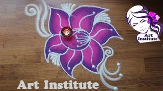 Flower Rangoli designs with colours easy step by step for Diwali episode #102 by Art Institute