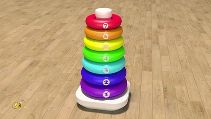 Apprendre les couleurs et chiffres en français. Jouets pour bébé : pyramide. Learn French.