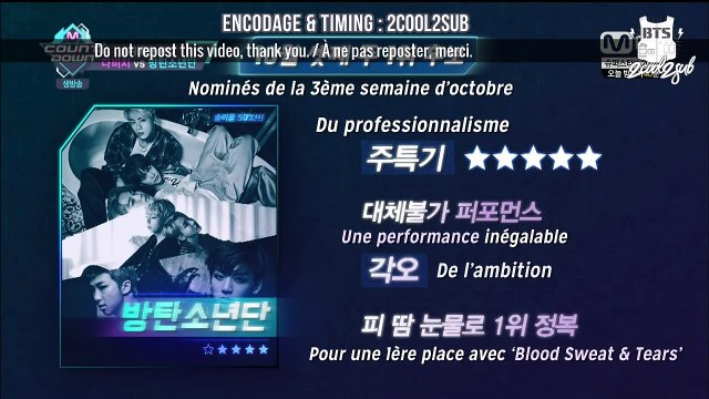 [CUT] 161020 M!Ca: BTS 1st place nominee pledge (VOSTFR)