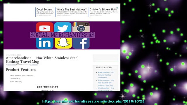 #merchandiser – 14oz White Stainless Steel Hashtag Travel Mug