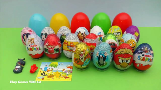 A Lot of Play Doh Surprise Eggs Kinder MAXI Joy Toys Lightning McQueen Cars Mickey Mouse Peppa Pig