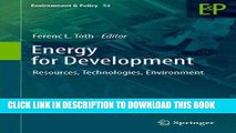 [PDF] Energy for Development: Resources, Technologies, Environment (Environment   Policy) Full