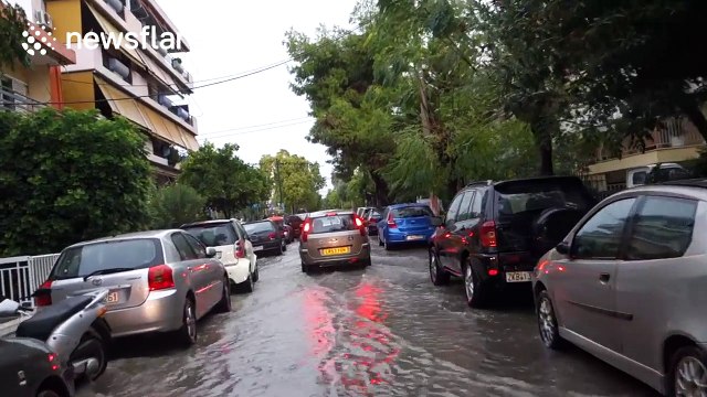 Flash flooding in Athens after torrential rains