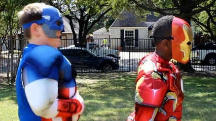 Iron Man vs Captain America - Real Life Superhero Fight - Halloween Battle!