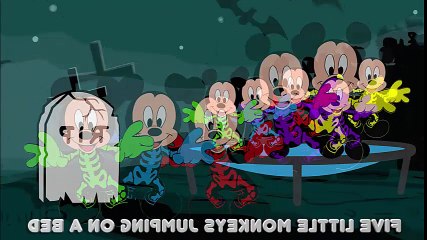 Five Little Mickey Mouse Chased by Zombies at the Cemetery