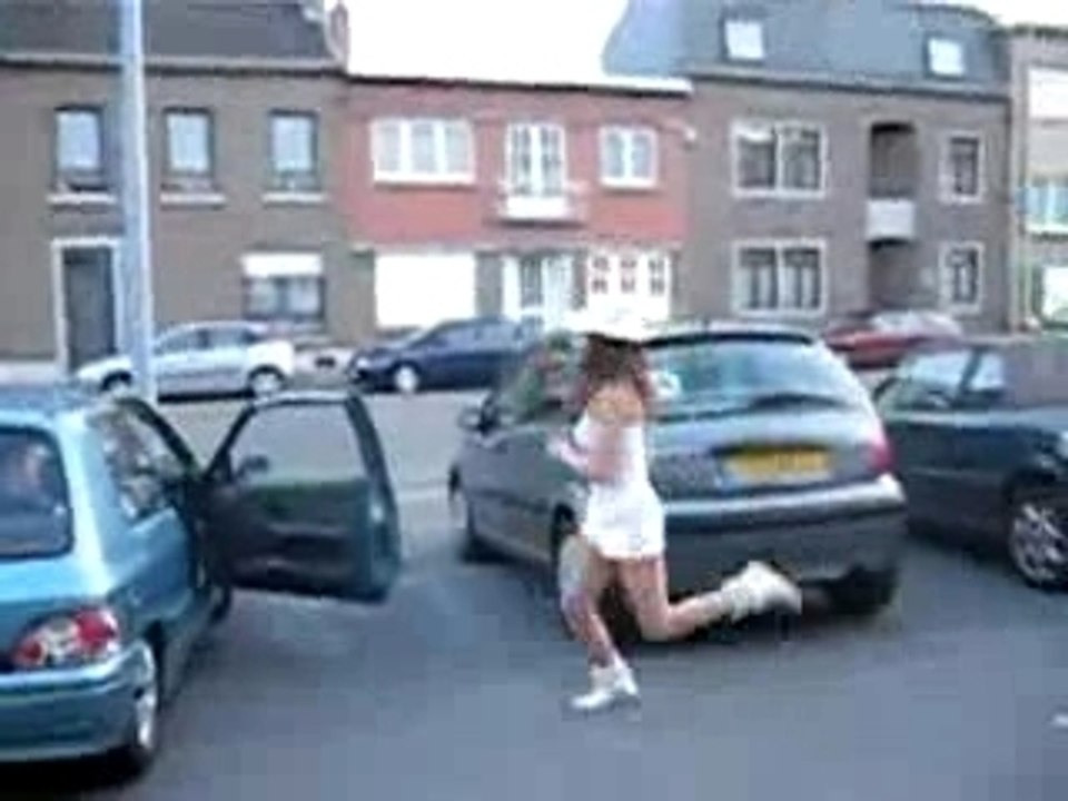 Girl jumping @ parking