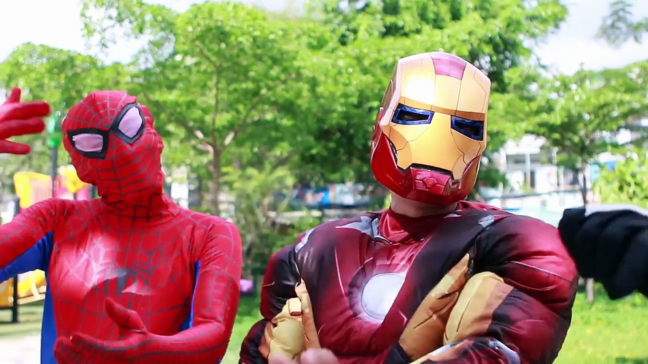 Spiderman & Frozen Elsa Wedding In Real Life ! w- Pink Spidergirl Venom, Hulk, Joker Batman Iron Man