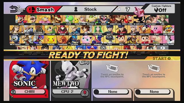Sonic Vs Mewtwo - Super Smash Bros For Wii U Gameplay